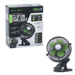 LitezAll 7.5 in. H 3 speed Clip-On Fan Light