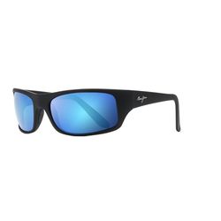 Maui Jim Peahi Sunglasses Unisex Black Matte Rubber Frame Blue Hawaii Lens Polarized
