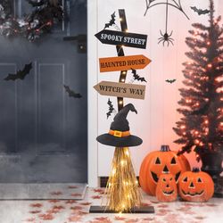 Glitzhome Witch's Broom Porch Decor Iron/Raffia Broom/Wood 1 pc