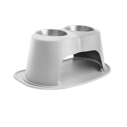WeatherTech Gray Plastic 64 oz Double Pet Feeder For Cats/Dogs