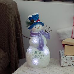 Alpine Lavender Winter Let It Snow Snowman 15.94 in. Porch Decor