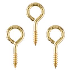 Ace 5/32 in. D X 1-7/16 in. L Polished Brass Screw Eye 30 lb. cap. 3 pk