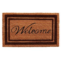 Home & More 1.58 W X 2.58 L Multi-color Brown Border Welcome Coir Door Mat