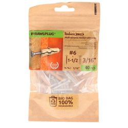 RAWLPLUG 3/16 in. D X 1.5 in. L Polypropylene Phillips Head Drywall Anchor 40 pc