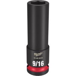 Milwaukee Shockwave 9/16 in. X 1/2 in. drive SAE 6 Point Deep Impact Socket 1 pc