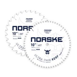 Norske 10 in. D X 5/8 in. Ultra Thin Kerf Carbide Saw Blade Combo Pack 28/60 teeth 2 pk