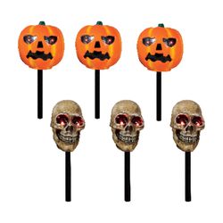 Brite Star 12 in. LED Prelit Pumpkin and Skull Halloween Decor