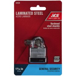 Ace 1-1/16 in. H X 1-3/16 in. W X 11/16 in. L Laminated Steel Pin Tumbler Padlock