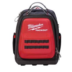 Milwaukee Packout Ballistic Nylon Ultimate Jobsite Backpack Tool Bag 48 pocket Black/Red 1 pc