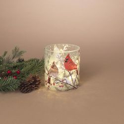 Gerson Lighted Glass Holiday Cardinal Luminary 5 in.