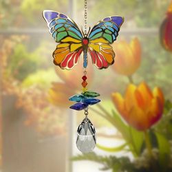 Woodstock Chimes Multicolored Acrylic/Glass/Metal 5 in. H Butterfly Suncatcher