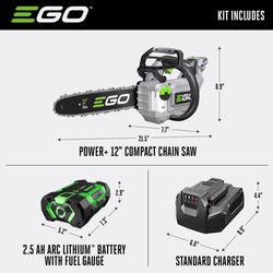 EGO POWER+ CS1201 12 in. 56 V Battery Chainsaw Kit (Battery & Charger) 3/8 in.