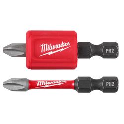 Milwaukee Shockwave Phillips Assorted X 2 in. L Magnetic Attachment Set Alloy Steel 2 pc