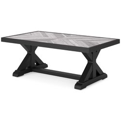 Signature Design by Ashley Beachcroft Black Rectangular Stone Casual Coffee Table