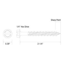 Grip-Rite 3/16 in. wire X 2-1/4 in. L Slotted Hex Washer Head Coarse Concrete Screws