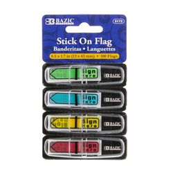 Bazic Products 0.5 in. W X 1.7 in. L Assorted Neon Printed Sign Here Flag 4 pad