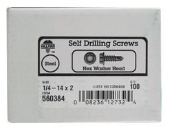 HILLMAN 1/4 in. Ga. X 2 in. L Hex Hex Washer Head Sheet Metal Screws 100 pk