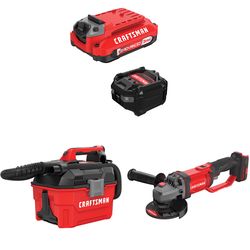 CRAFTSMAN V20 3Ah Advanced Battery Starter with 2Gal Wet/Dry Vac with 4.5-in Grinder