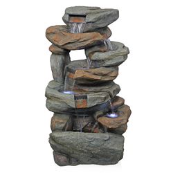 Alpine Polyresin Assorted 41 in. H Fountain with LED Light