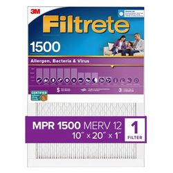 Filtrete 10 in. W X 20 in. H X 1 in. 1500 MPR Pleated Allergen Air Filter 1 pk