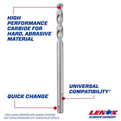 LENOX 108 mm Carbide Tipped 4-1/4 in. L X 1/4 in. D Hole Saw Pilot Bit Arbor Included
