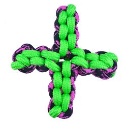 Boss Pet Pet Park Blvd For Dog Green Woven Paracord Twisted Quad Rope Dog Tug Toy 1 pk