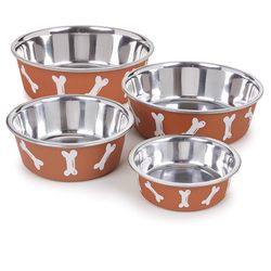 Proselect Copper Stainless Steel 30 oz Pet Bowl For Dogs