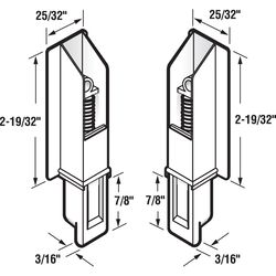 Prime-Line 0.63 in. D X 3 in. L Matte White Plastic Door Guide 1 pk