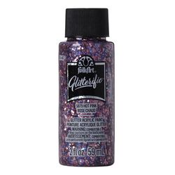 FolkArt Glitterific Glitter Hot Pink Craft Paint Exterior and Interior 2 oz