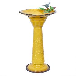 Alpine Yellow Iron 28 in. Bird Bath with Stand