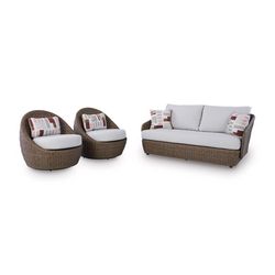 Signature Design by Ashley Cardiff Beach 3 pc Brown Aluminum Contemporary Patio Set Beige