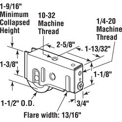 Prime-Line 1-1/2 in. D X 0.75 in. L Steel Roller Assembly 1 pk
