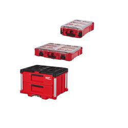 Milwaukee Packout Organizer, Compact Organizer, and 2-Drawer Tool Box Bundle