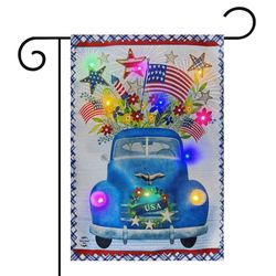Briarwood Lane America Pickup LED Garden Flag 12.5 in. W X 18 in. L