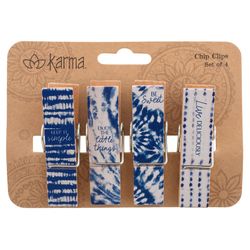 Karma Blue/White Wood Bag Clips