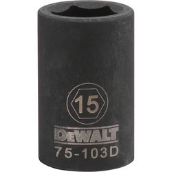 DeWalt 15 mm X 1/2 in. drive Metric 6 Point Impact Socket 1 pc