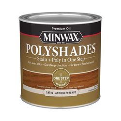 Minwax PolyShades Semi-Transparent Satin Antique Walnut Oil-Based Stain/Polyurethane Finish 1/2 pt