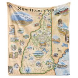 Xplorer Maps 58 in. H X 50 in. L Fleece New Hampshire Blanket