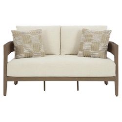 Signature Design by Ashley Serene Bay Dark Brown Aluminum Frame Loveseat White