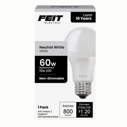Feit A19 E26 (Medium) LED Bulb Natural Light 60 Watt Equivalence 1 pk