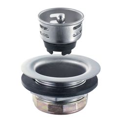 PlumbCraft 2-1/2 in. D Chrome Silver Stainless Steel Basket Strainer Assembly