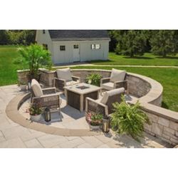 Living Accents Elgin 5 pc Brown Steel Fire Pit Chat Set White