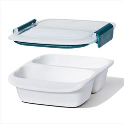 OXO Good Grips 2 cups White and Blue Dual Compartment Food Storage 1 pk