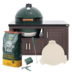 Big Green Egg 24 in. XLarge EGG Package with 50 Modern Farmhouse Table Charcoal Kamado Grill and Sm