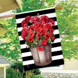 Briarwood Lane Striped Geraniums House Flag 28 in. W X 40 in. L