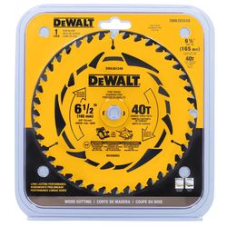 DEWALT 6-1/2 in. D X 5/8 in. Tungsten Carbide Tipped Circular Saw Blade 40 teeth 1 pk