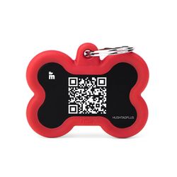 MyFamily Hushtag Plus Red Black QR Code Bone Aluminum Cat/Dog Pet Tags