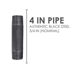 STZ Industries 3/4 in. MIP each X 3/4 in. D MIP Black Steel 4 in. L Nipple