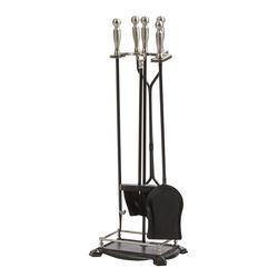 Panacea Open Hearth Black Matte Steel Fireplace Tool Set