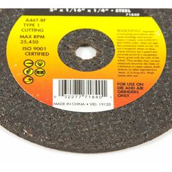 Forney 3 in. D X 1/4 in. X 1/16 in. thick Aluminum Oxide Metal Cut-Off Wheel 1 pc
